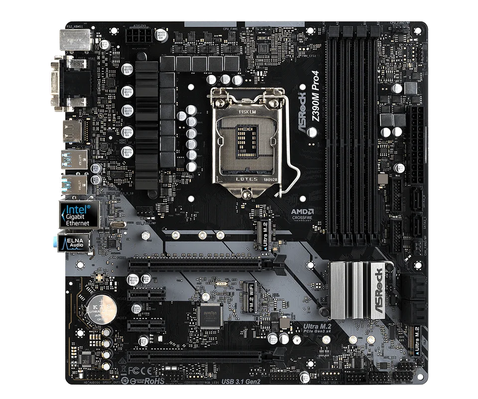 ASRock Z390M Pro4 Motherboard DDR4 LGA 1200 Intel Z390 PCIe 3.0 M