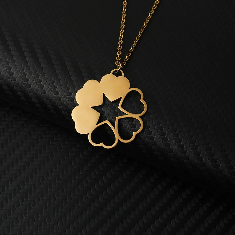 Персонализированное ожерелье с сердечками и клевером из нержавеющей стали, колье, кулон, ювелирные изделия, подарки на день рождения, подружку невесты, день матери