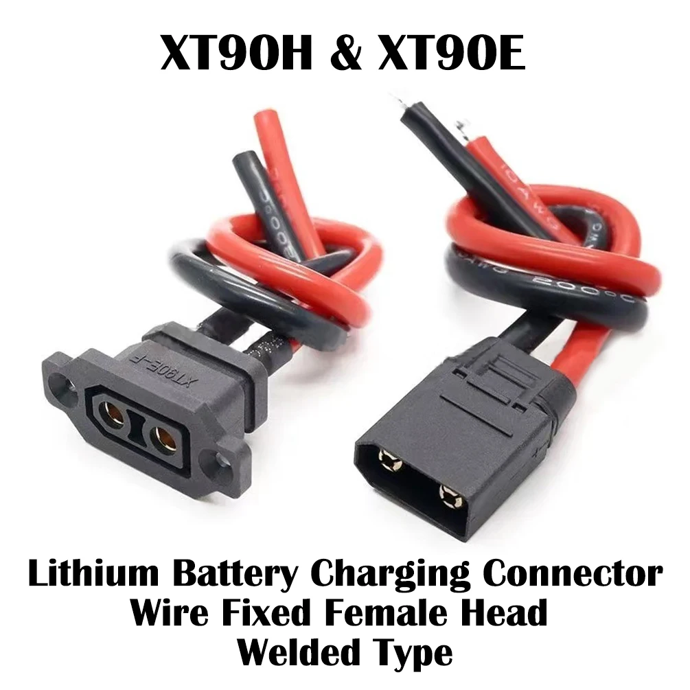 XT90NE 10AWG Panel Mount Fixed Female Welded Connector Wire XT90E-F Lithium Battery Charging Plug for RC Drone E-Bike ESC System