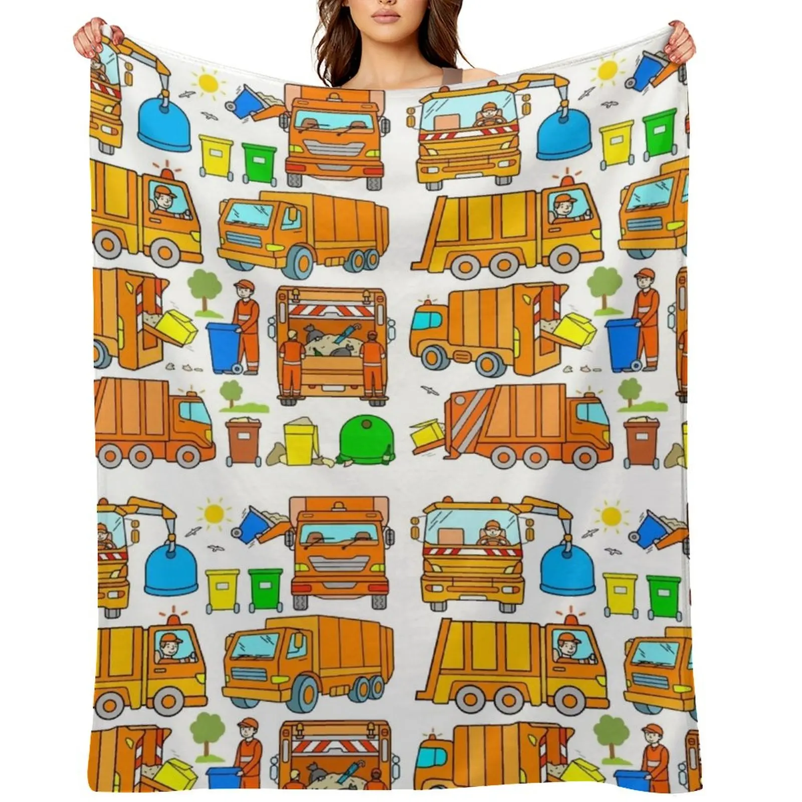 

Garbage Truck Design Trashtrucks Rubbish Collection Vehicles Throw Blanket Comforter Hairys Sofa Blankets