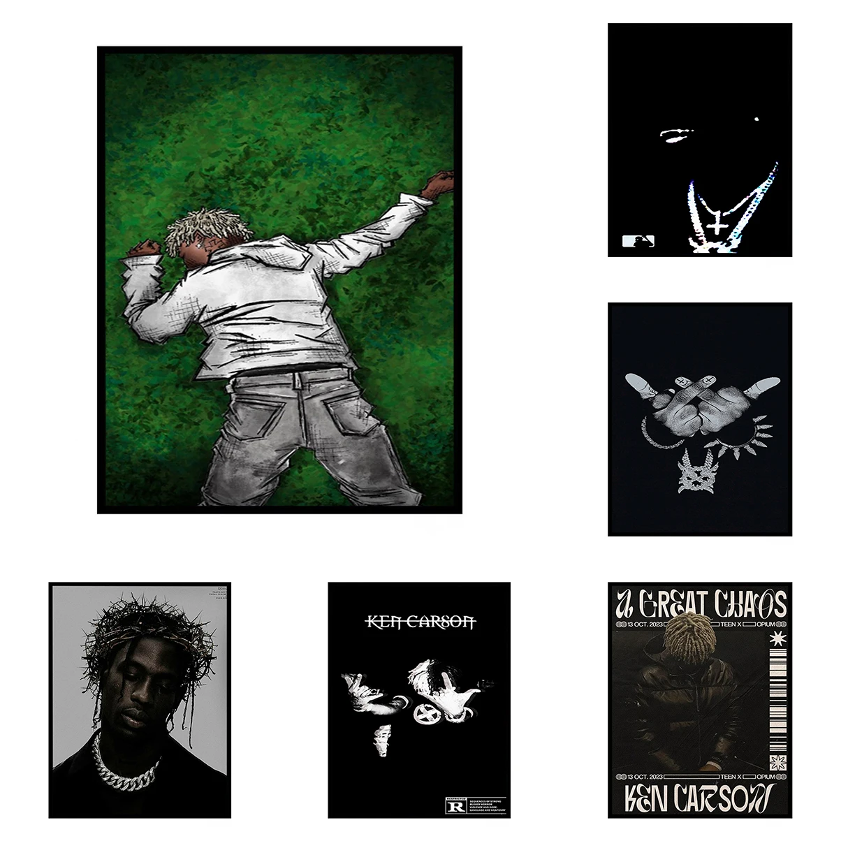

Pop Singer Ken Carson A Great Chaos Poster Picture on the Wall Painting Canvas Decorative Paintings Living Room Decor