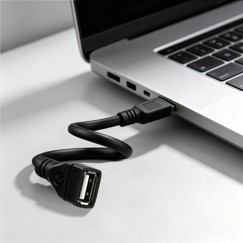 USB Male to Female Extension Cable, 30 Adjustable Neck USB-A Cable for Rear USB Access across Desk and Vehicle Areas D2RD