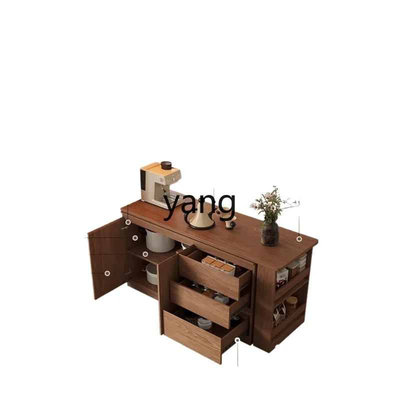

LTT solid wood island dining table retractable integrated antique household rotating bar living room storage cabinet