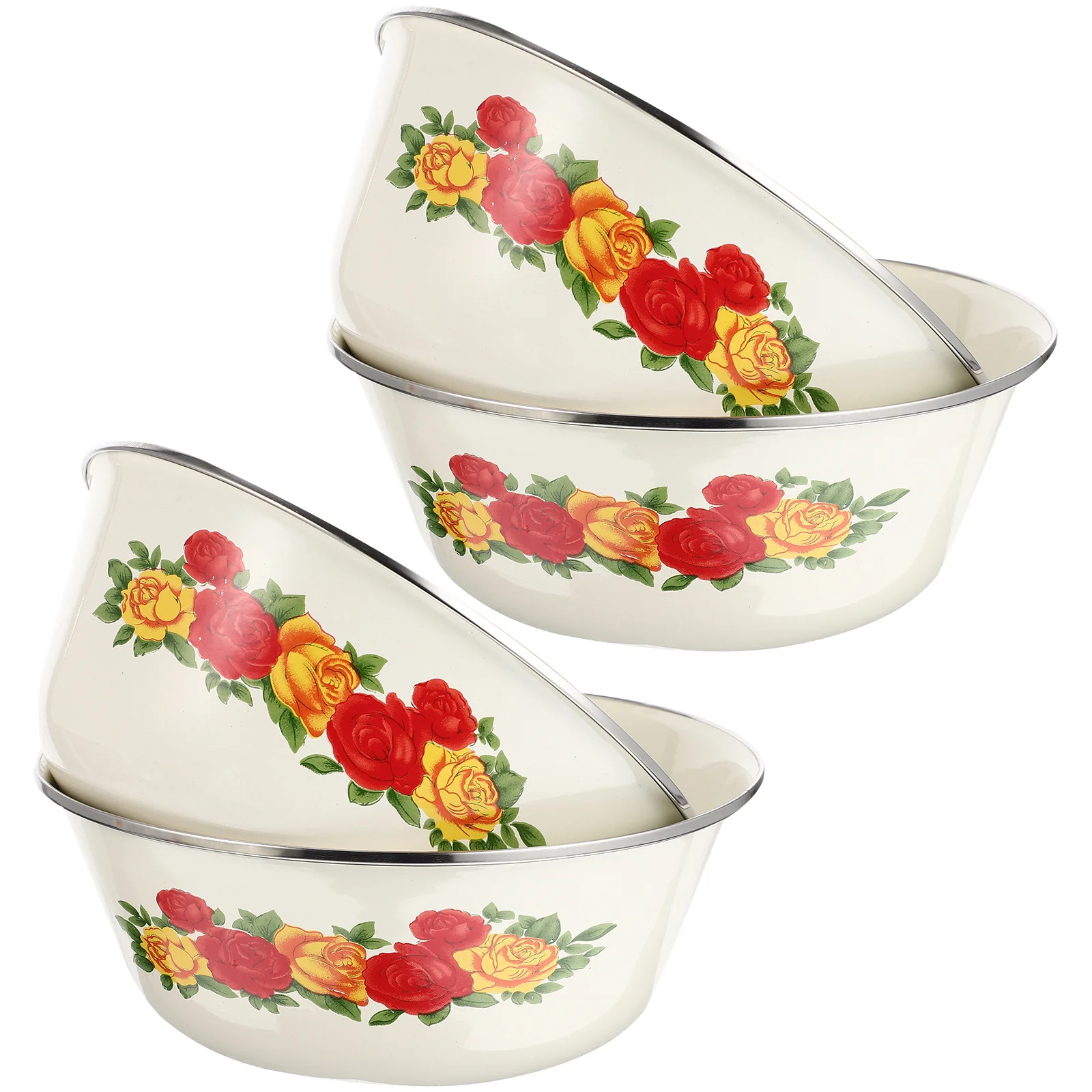 

4pcs Vintage Enamel Bowl 1200Ml Retro Style Soup Bowls For Cereal Pasta Salad Rice Noodle Storage Kitchen Enamelware Tableware