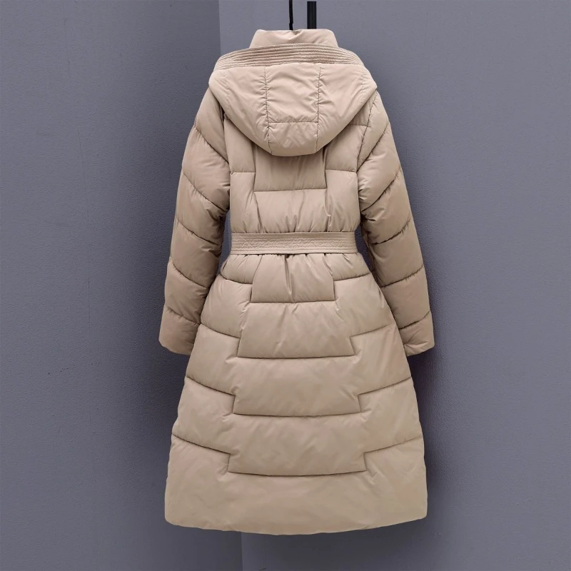 2025 Winter Women Parka Coats Long Cotton Casual Fur Hooded Jackets Thick Warm Slim-fit Jacket Female Overcoat Clothing
