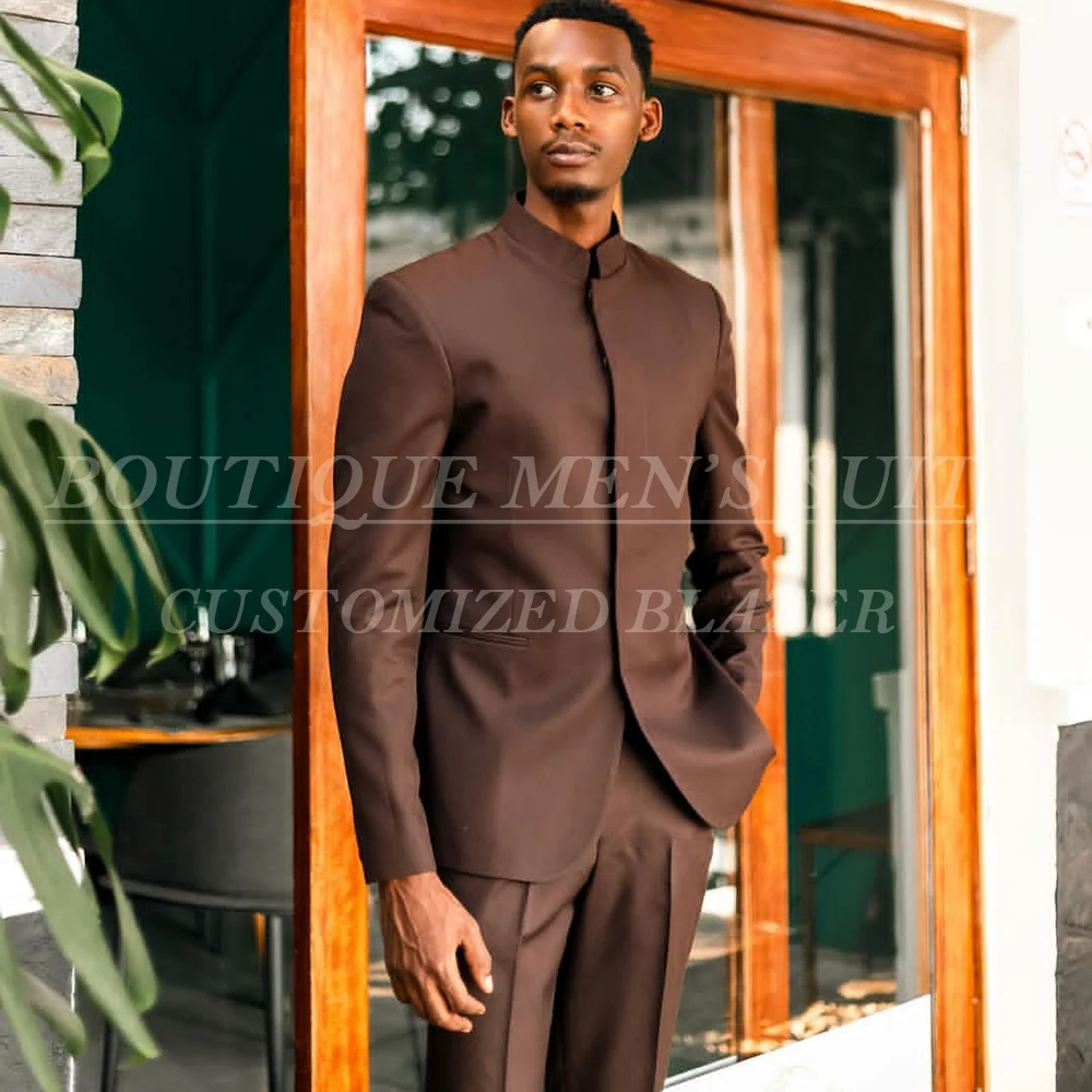 

Мужские костюмы по индивидуальному заказу, куртка-брюки, элегантный однобортный приталенный мужской костюм с лацканами-стойкой, роскошный деловой пиджак