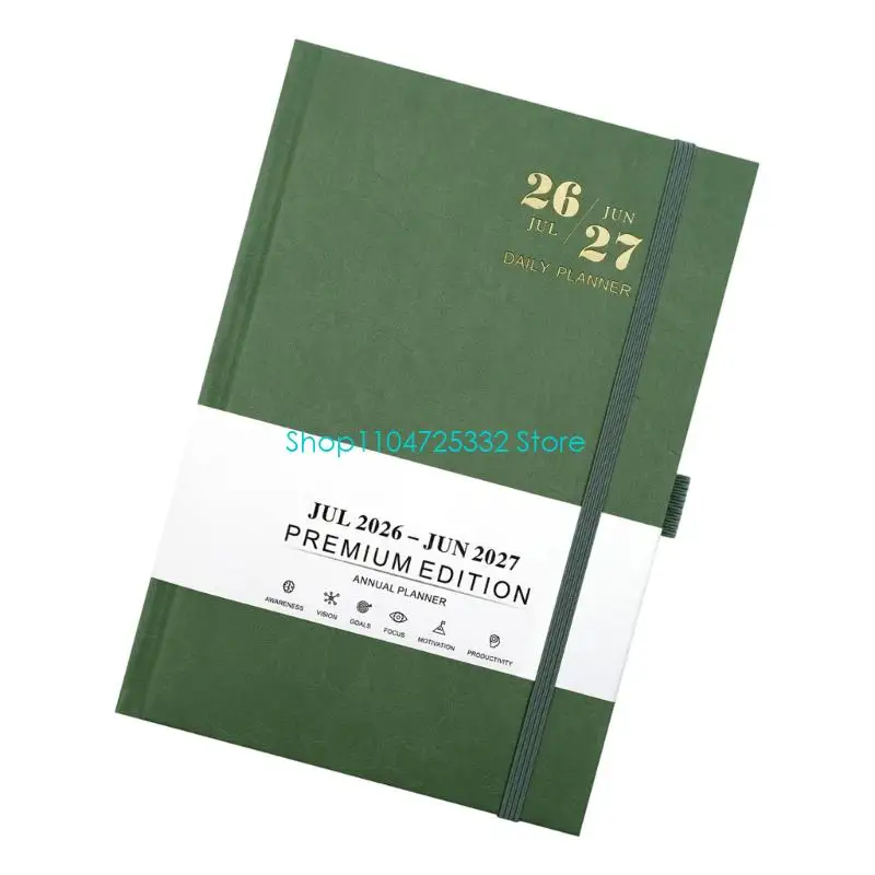 P5EA 2026-2027 PU Daily Journal 2026-2027 Daily Academic Planner with Elastic Band Closure 384 Pages for Plan Note Management