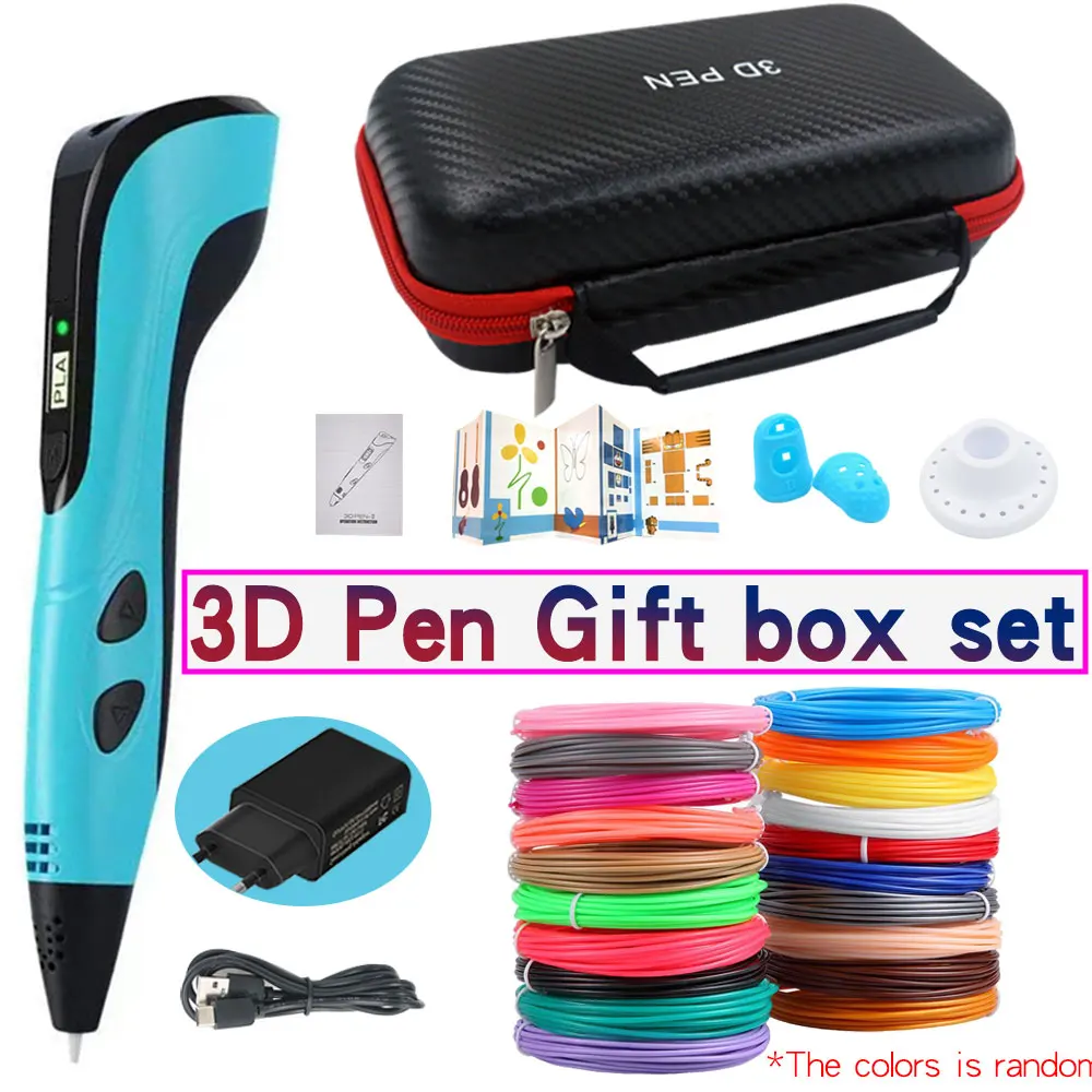 Newest 3D Printing Pen Children 3D Pen Set for Kids Birthday Christmas DIY Ideas Gift with Power Adapter PLA Filament Travel Box