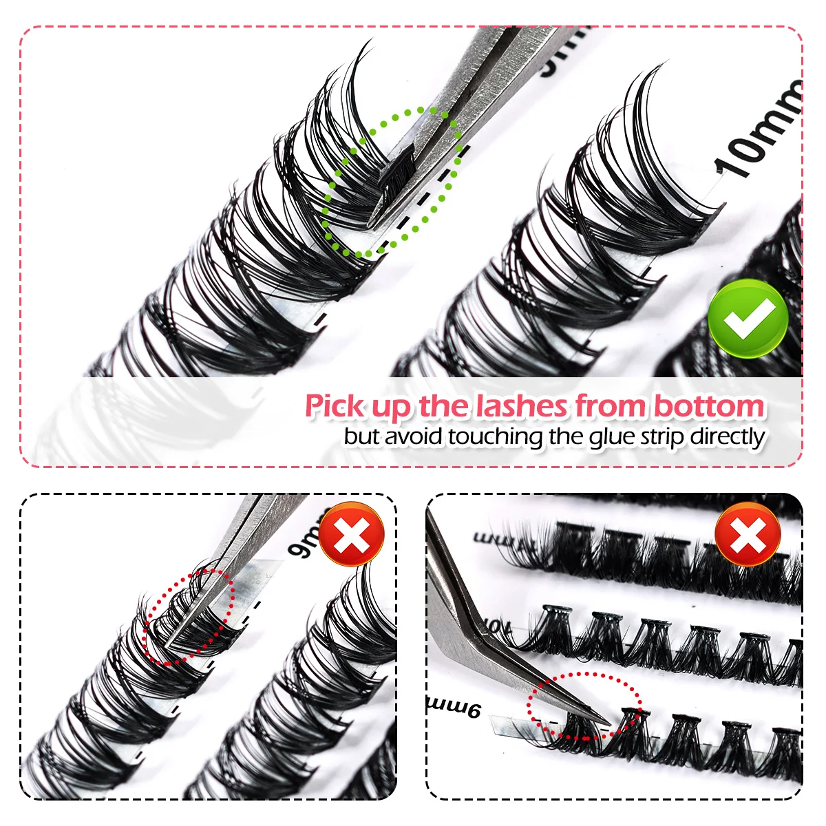 ARISON 5 Rows 100PCS Cluster Lashes Diy False Eyelashes Natural Look Handmade Makeup Tools