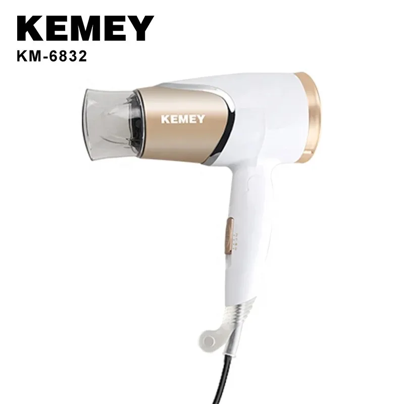 

Компактный дорожный фен Kemei со складной ручкой, мини-портативный мощный фен с защитой от тепла, включает в себя концентратор