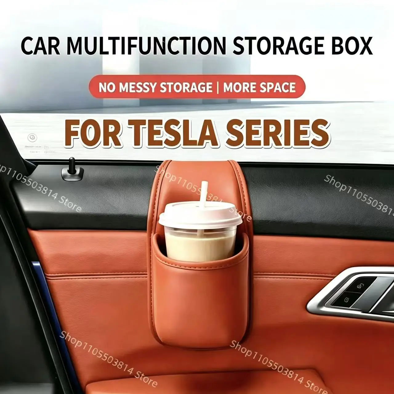 For Tesla Model 3/Y/YL/S/X/Cybertruck Car Door Hanging Storage Box Cup Holder Multifunctional Car Interior Organizer Accessories