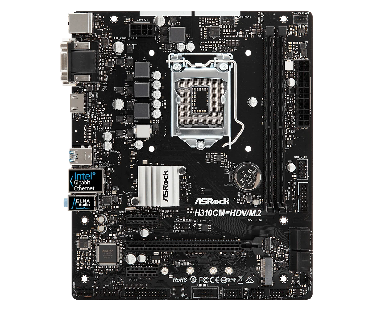  ASROCK  H310CM-HDV/M.2 Motherboard Socket 1151 Intel H310 2xDDR4 32GB support i7-9700 i5-9500 i5-8600 I3-9100F cpu