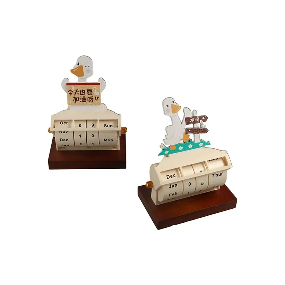 Miniature Art Ornament Perpetual Date Calendar Desktop Ornaments Schedule Reminder Rotating Desk Calendar Adjustable Wooden