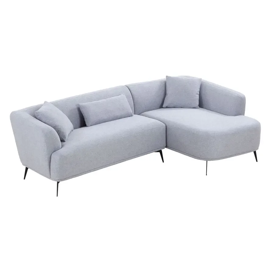 

L-Shape Sectional Sofa Couch with Chaise,Metal Legs,Light Grey