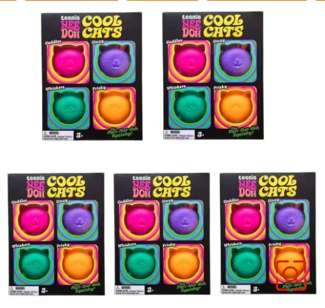 4Pcs Cute Cat Squishy Fidget Toy Soft TPR Maltose Squeeze Ball Stress Relief Toy Kids Gift