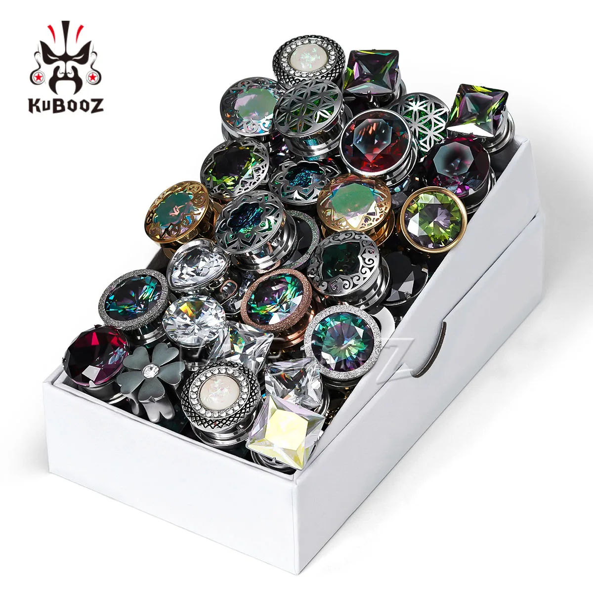 

5-10 Pairs Mixed Style Diamond Inlay Ear Tunnels Plugs Gauge Body Piercing Expander Jewelry Set Stretchers