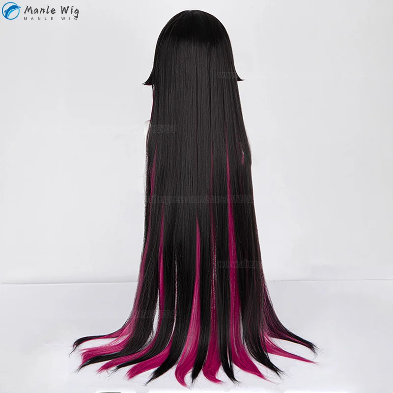 Fatui columbina cosplay peruca snezhnaya columbina cosplay 105cm longo anime perucas hairpin máscara adereços resistente ao calor cabelo sintético