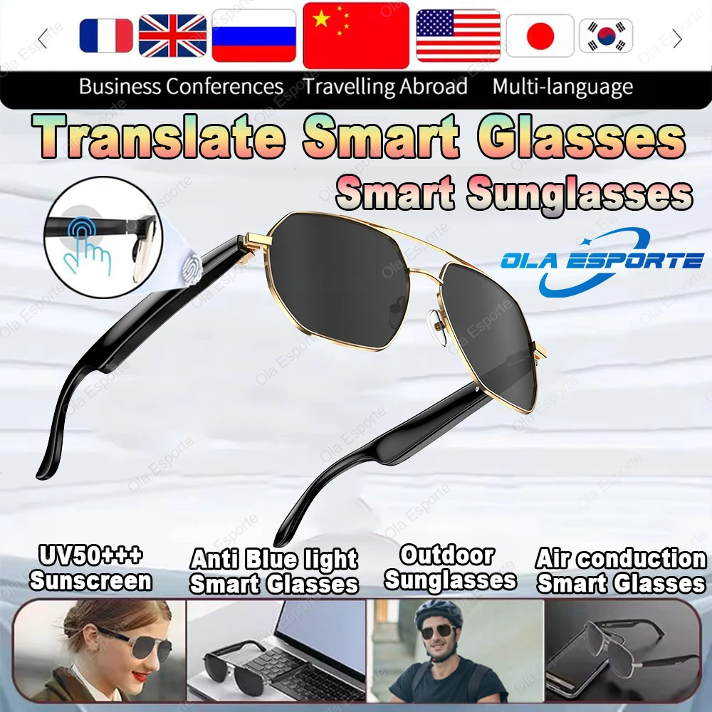 

Original AI Intelligent Translation Smart Glasses Women Man Wireless Driving Glasses Bluetooth Earphone Sport Sunglasses Pk E13