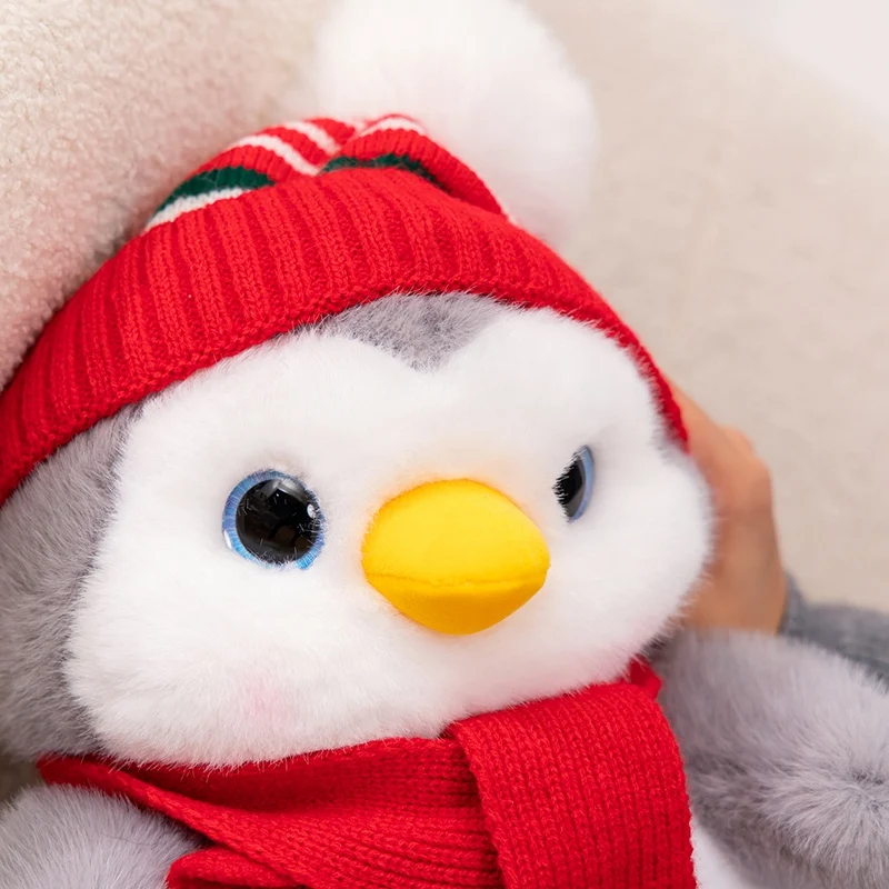 Soft Stuffed Couple Penguin Plush Toy Cute Penguin With Hat And Scarf Doll Pillow Home Decoration New Year Birthday Gift