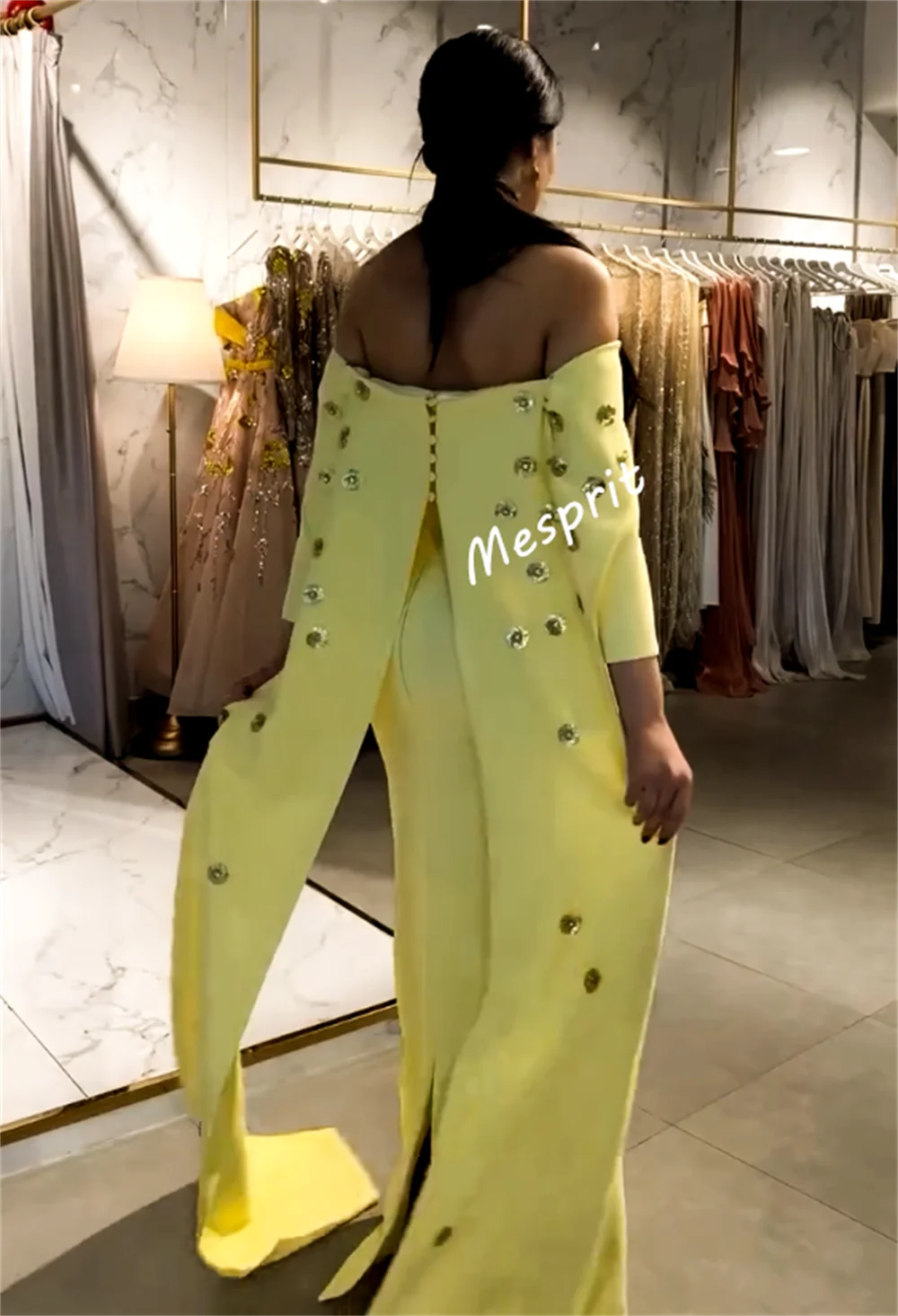 Op maat gemaakte jersey knoop glitter off-the-shoulder rechte lange jurken op maat gemaakte gelegenheid damesavond elegant feest bruiloft