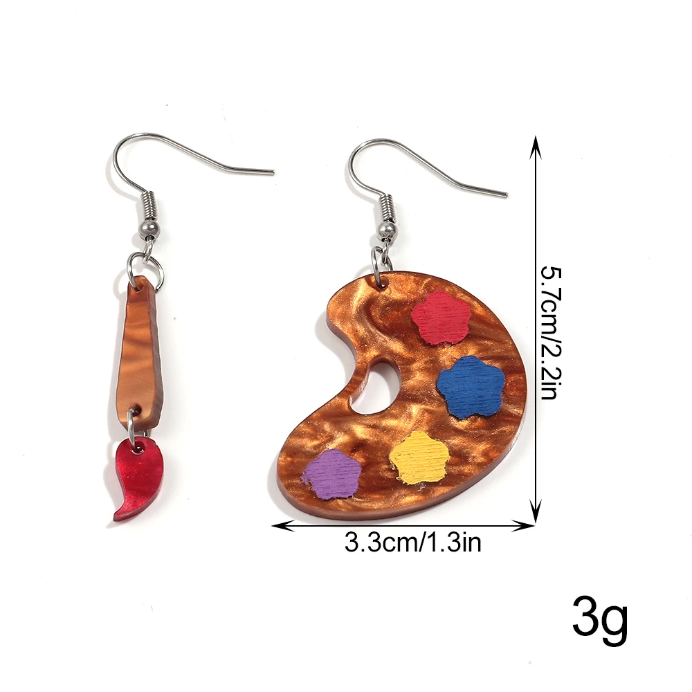 Creative Glitter Paint Palette Acrylic Drop Earrings for Women New Colorful Artist Painting Brush Earrings Fashion Jewelry Gift