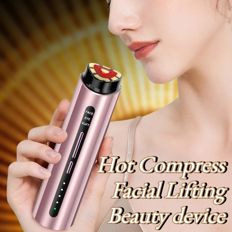 

Вибрационный аппарат для лифтинга лица с горячим компрессом, красным светом, очищением и омоложением кожи, микротоковые приборы для ухода за кожей