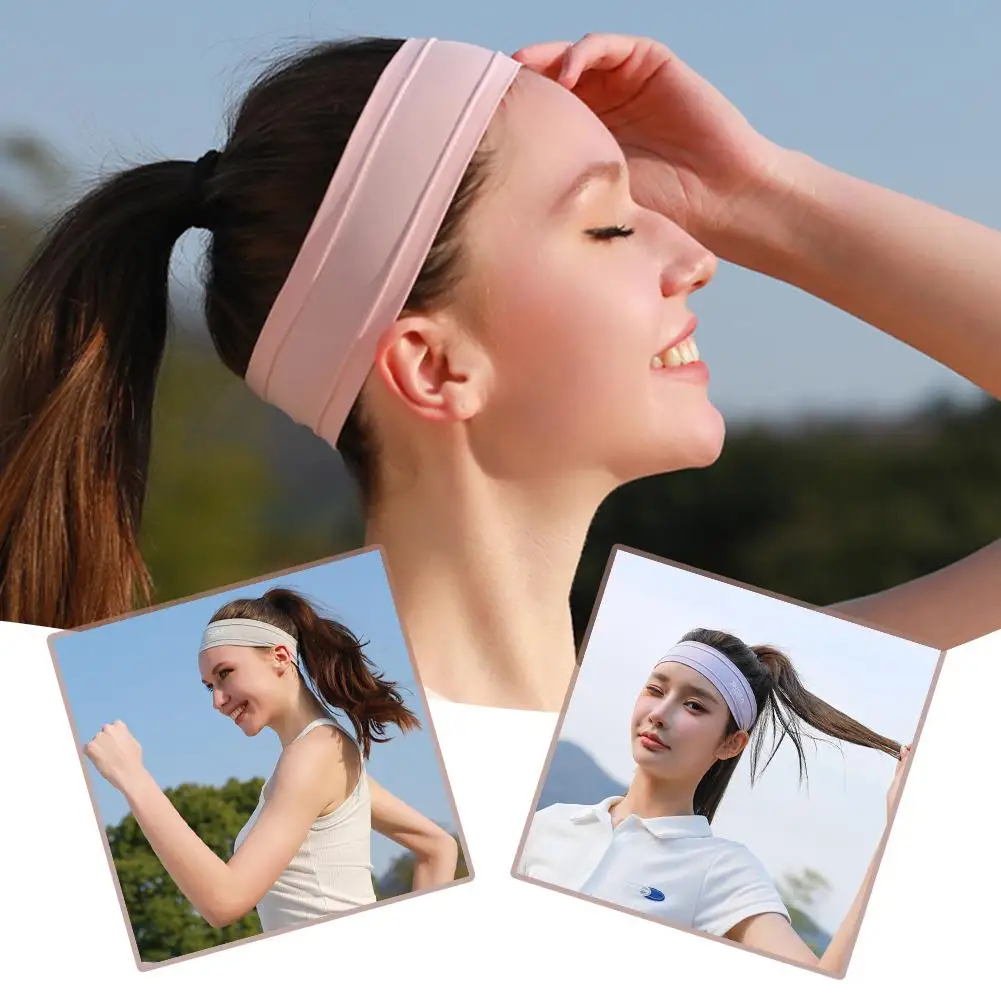 Ice Silk Sports Headband Sweat-absorbent Anti-slip Cycling Hair Bands Sweatband Workout Bicycle Gym Accessories Headscarf C5Q6