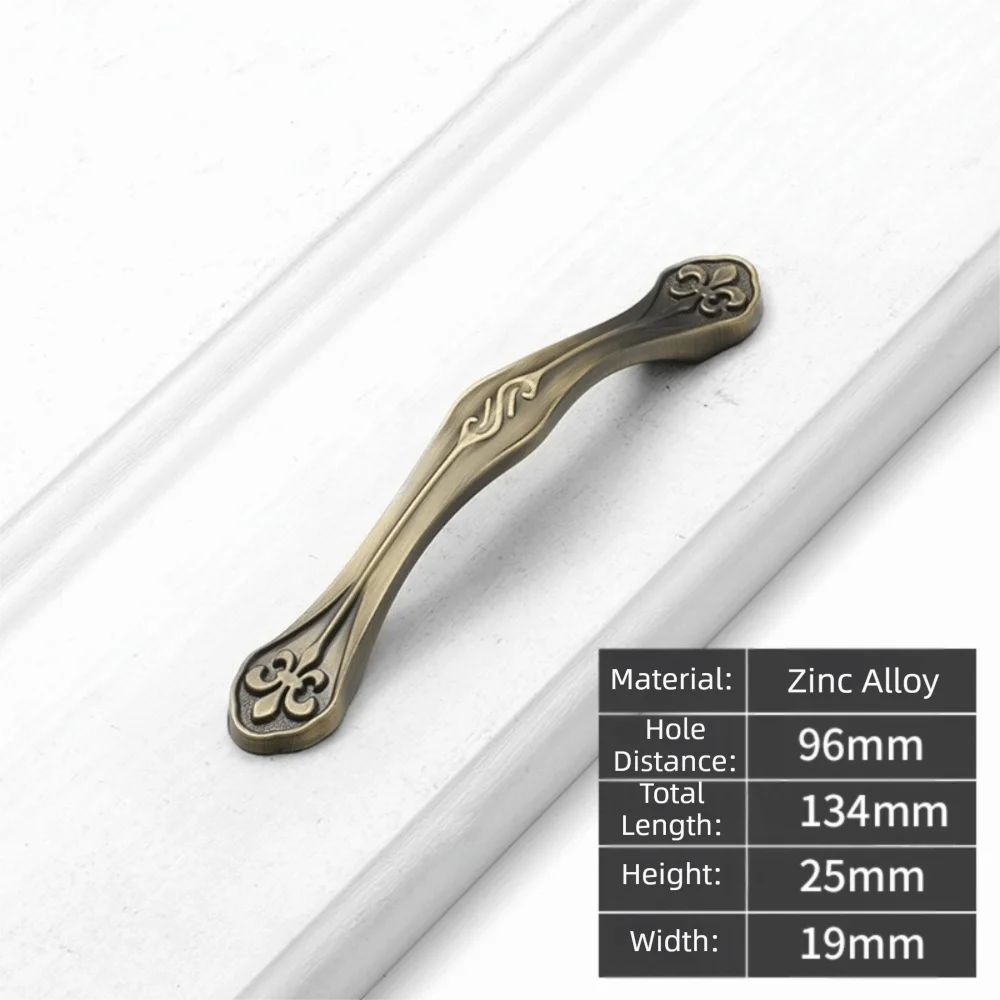 Zinc Alloy Cabinet Handles And Knobs Antique Green Bronze Finish Furniture Handles Hardware Simple Design Metal Material