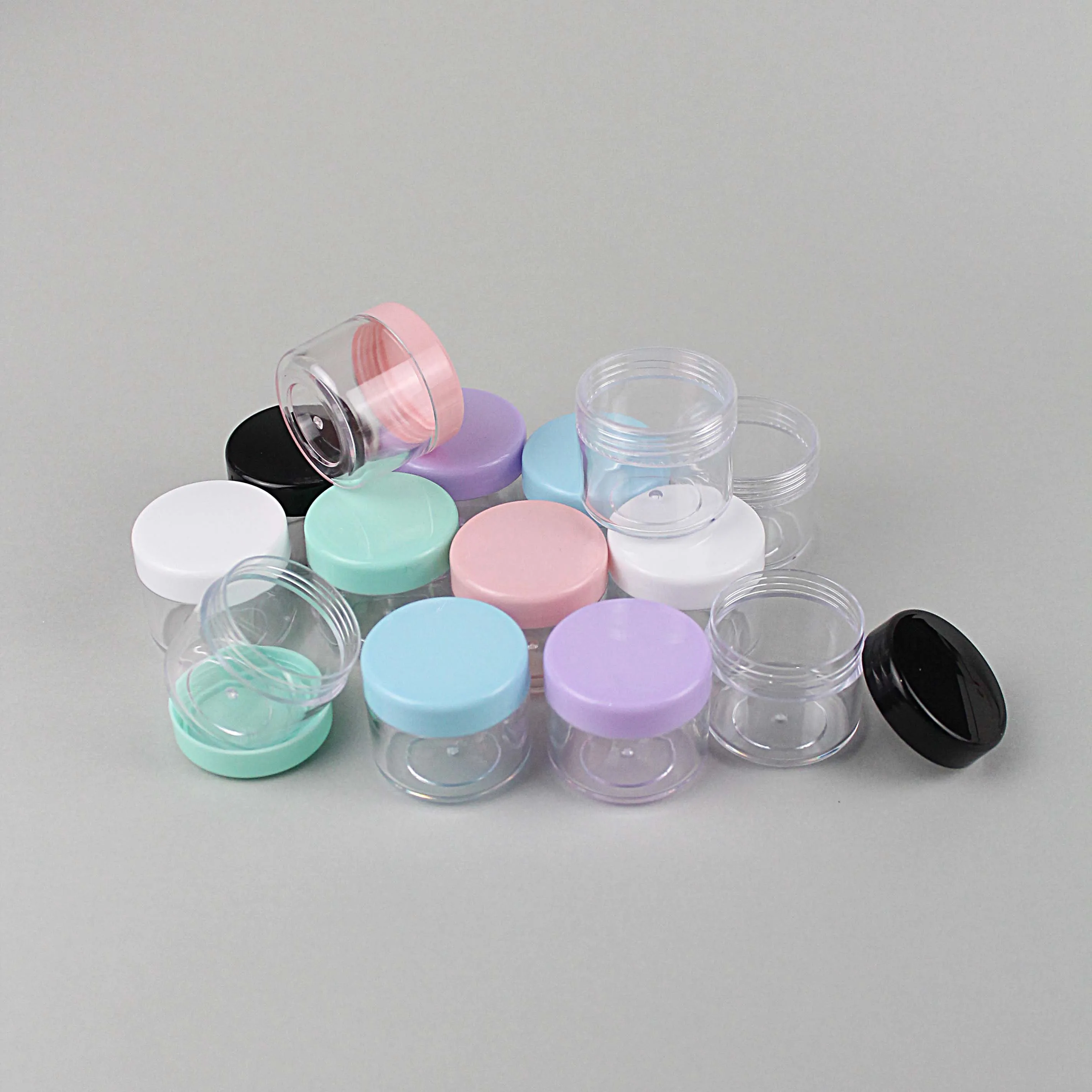 100 Pack 10g 15g 20g Empty Travel Clear Plastic Cosmetic Pot Jars With Lid  Refillable Bottle For Face Cream Lip Balm Containers