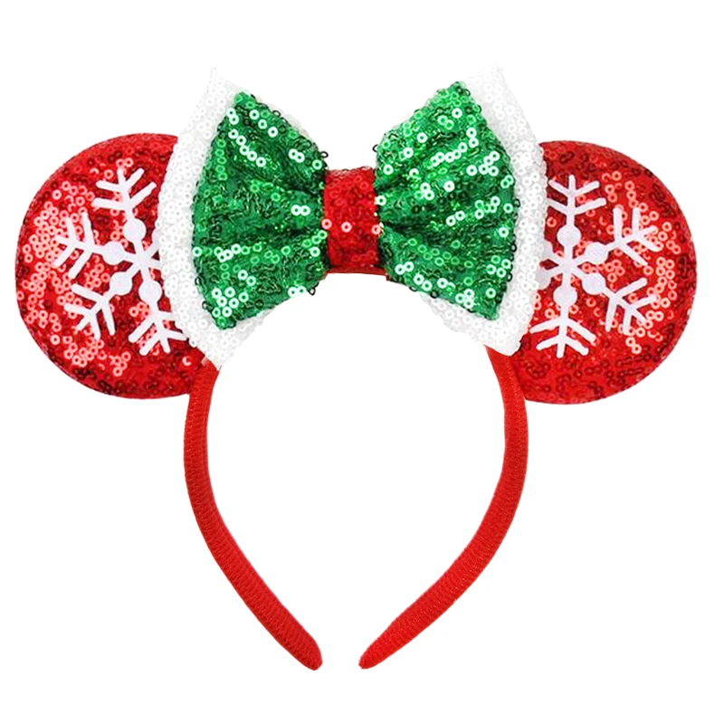 Christmas Mickey Mouse sequins Headbands Mickey ears Bow Headbands, Hair Accessories, Amusement Park Hair Accessories