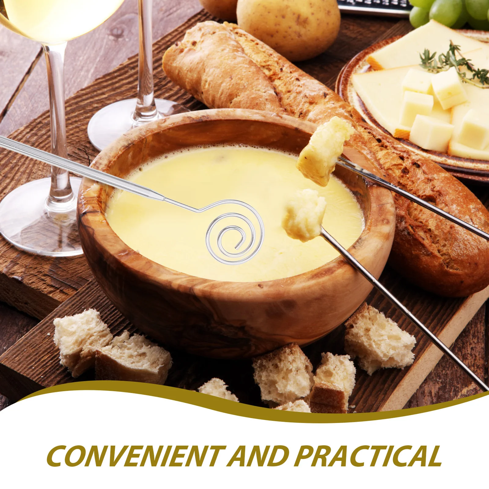 

1 Set Stainless Steel Hot Pot Forks Dishwasher Safe Reusable Fondue Dipping Tools For Cheese Chocolate Fruit Bbq Baking Kitchen