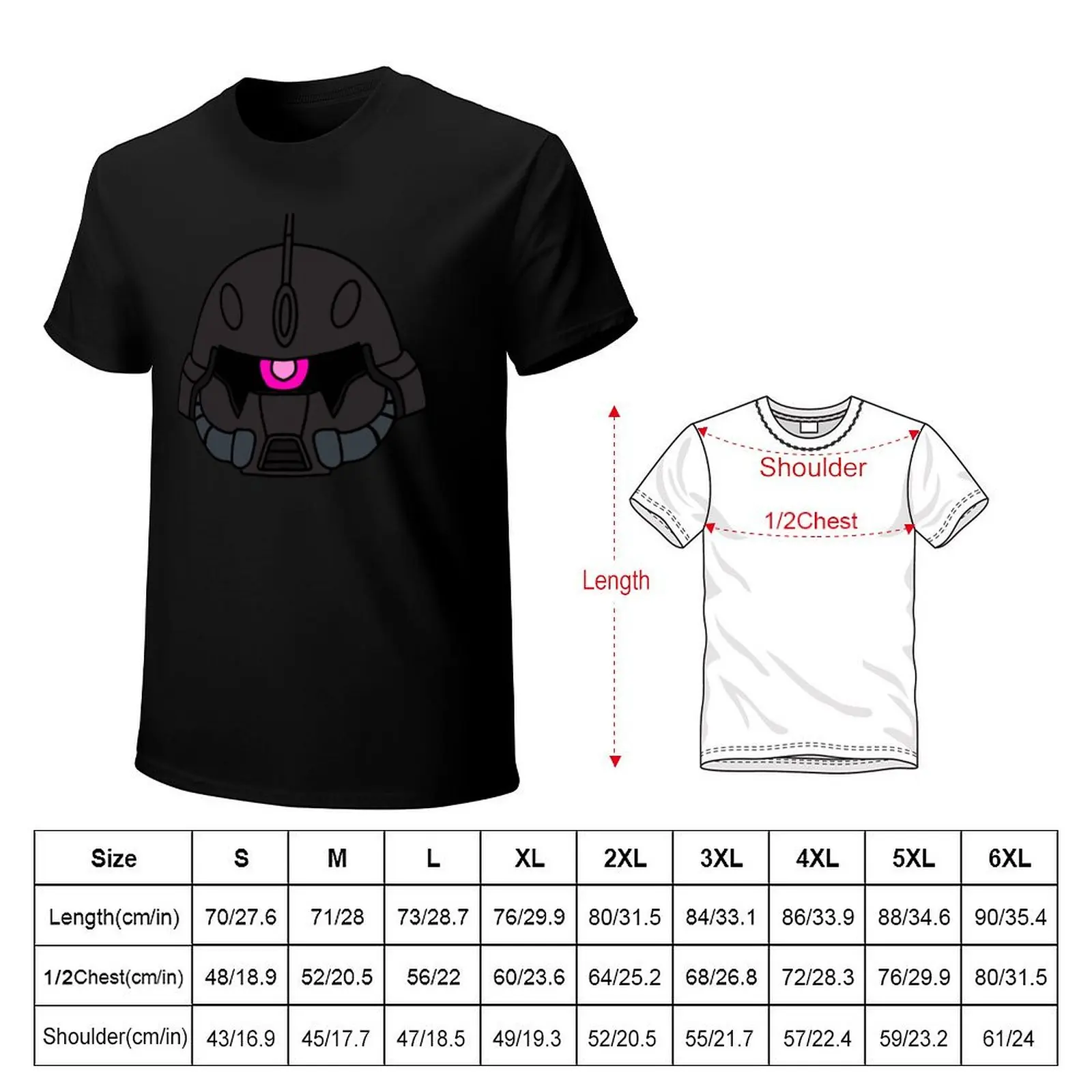 Blaze Zaku Phantom (Dearka Custom) Chibi T-Shirt Big Size Short Sleeve Casual Top