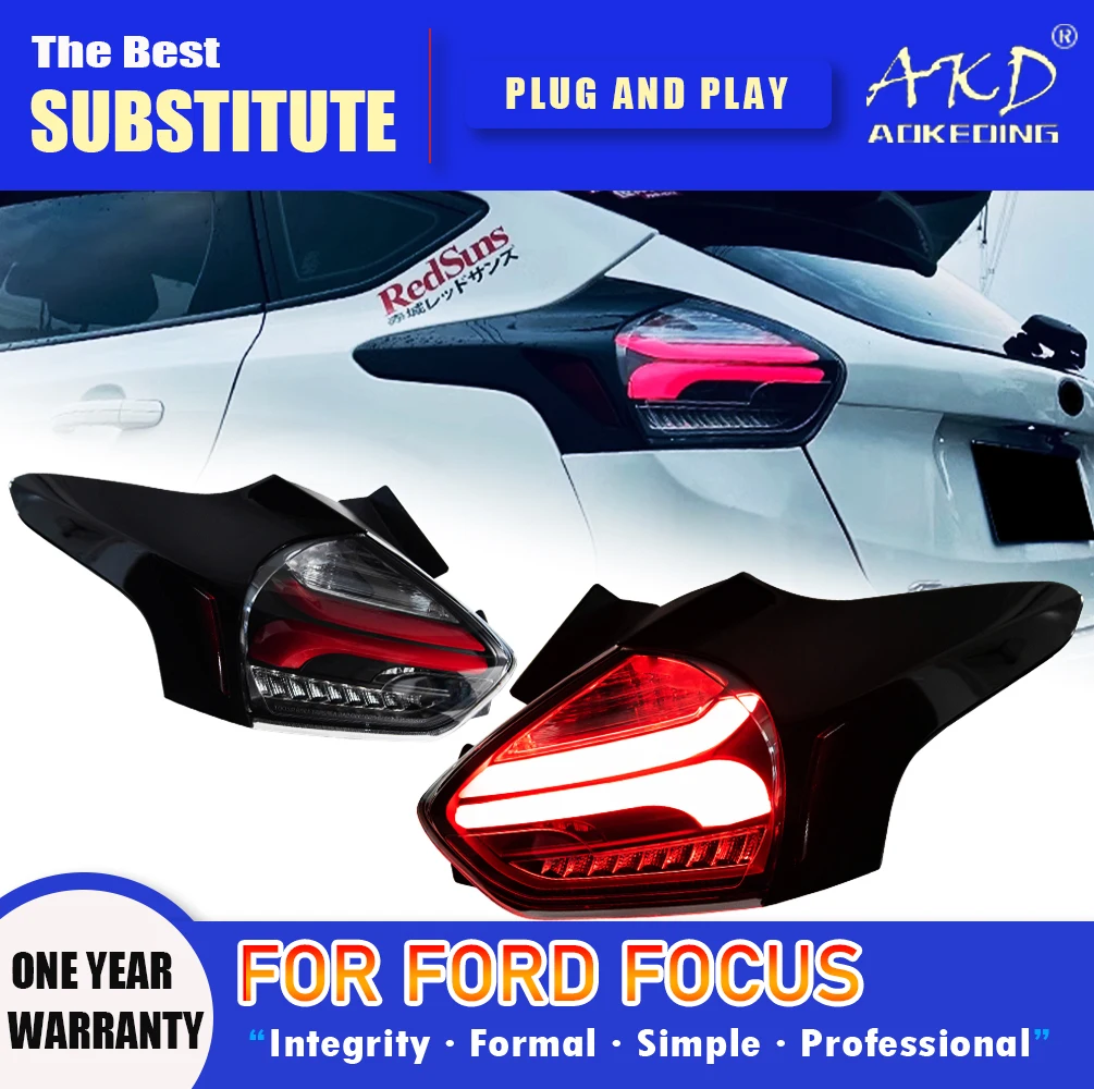 AKD Tail Lamp for Ford Focus LED Tail Light 2015-2018 Focus Rear Fog Brake Turn Signal Automotive Accessories