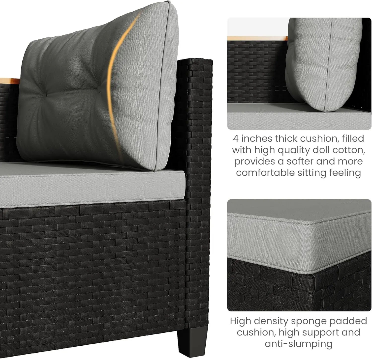 [New Arrival!]3-Piece Outdoor Patio Furniture Set, All-Weather PE Rattan Patio Sofa with Storage Table, L Shaped Outdoor Couch w