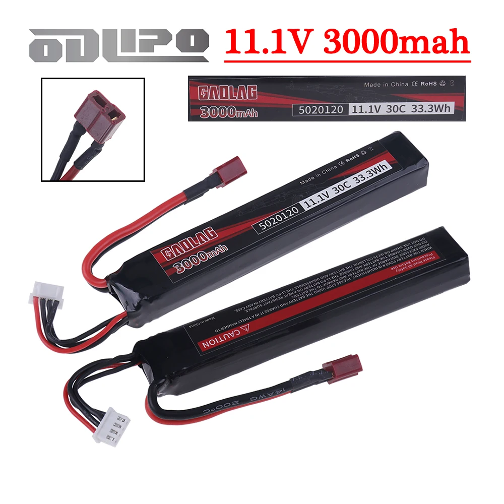 11.1V 5020120 Lipo Battery for Water Gun Airsoft 11.1V 3000mAh Battery T Plug for Airsoft BB Air Pistol Electric Toys Guns Parts
