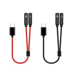 C타입 헤드폰 마이크 분배기 AUX 스테레오 오디오 케이블, C타입 수-3.5mm 암 분리 오디오 마이크 플러그