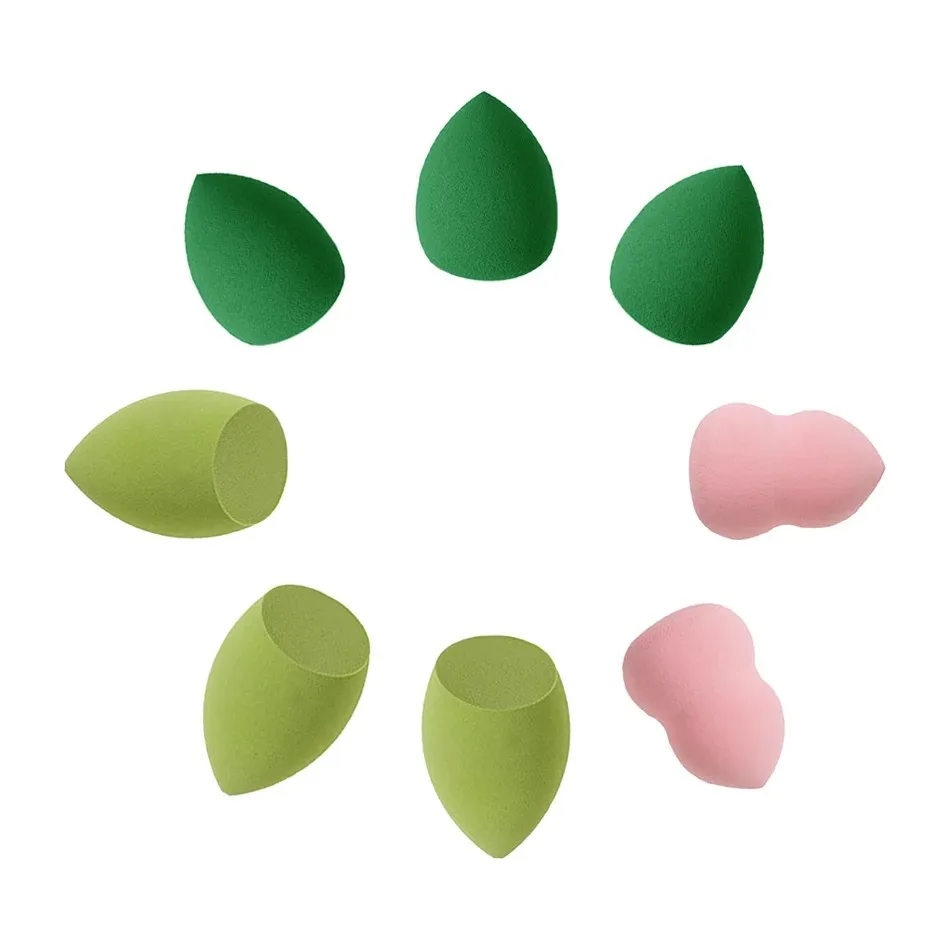 ฟองน้ำแต่งหน้าขนาดกลาง 10/20 ชิ้น สีและรูปทรงสุ่ม ฟองน้ำแต่งหน้าสำหรับผสมรองพื้น ของเหลว ครีม และแป้ง