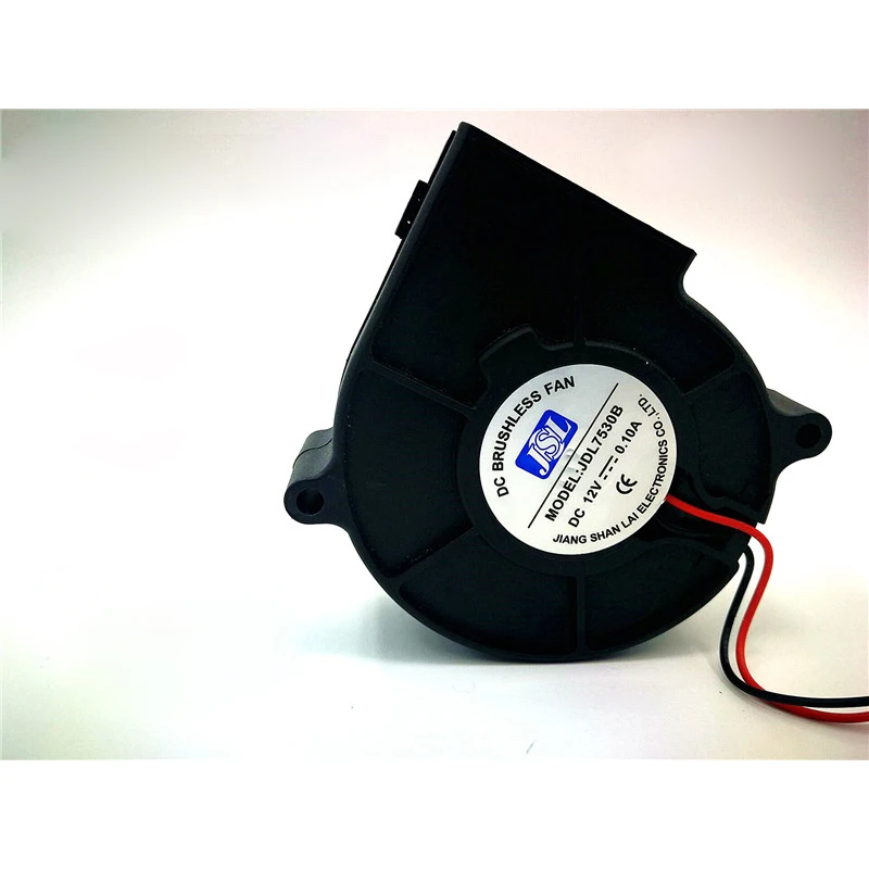 

2200rpm 11.4CFM 1.2W DC12V 0.1A 7530 7.5cm Silent double ball bearing Turbine centrifugal air blower Cooling fan