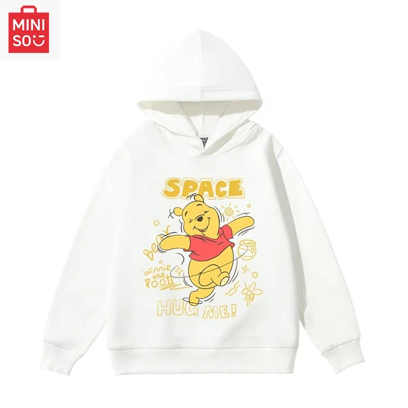 

Осенне-зимние повседневные трендовые пуловеры для мальчиков и девочек, теплые толстовки с капюшоном с принтом Винни-Пуха Диснея