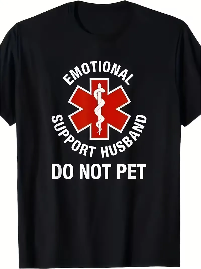

'Funny 'Emotional Support Husband' T-Shirt for Men - 100% Cotton Sarcastic Tee |