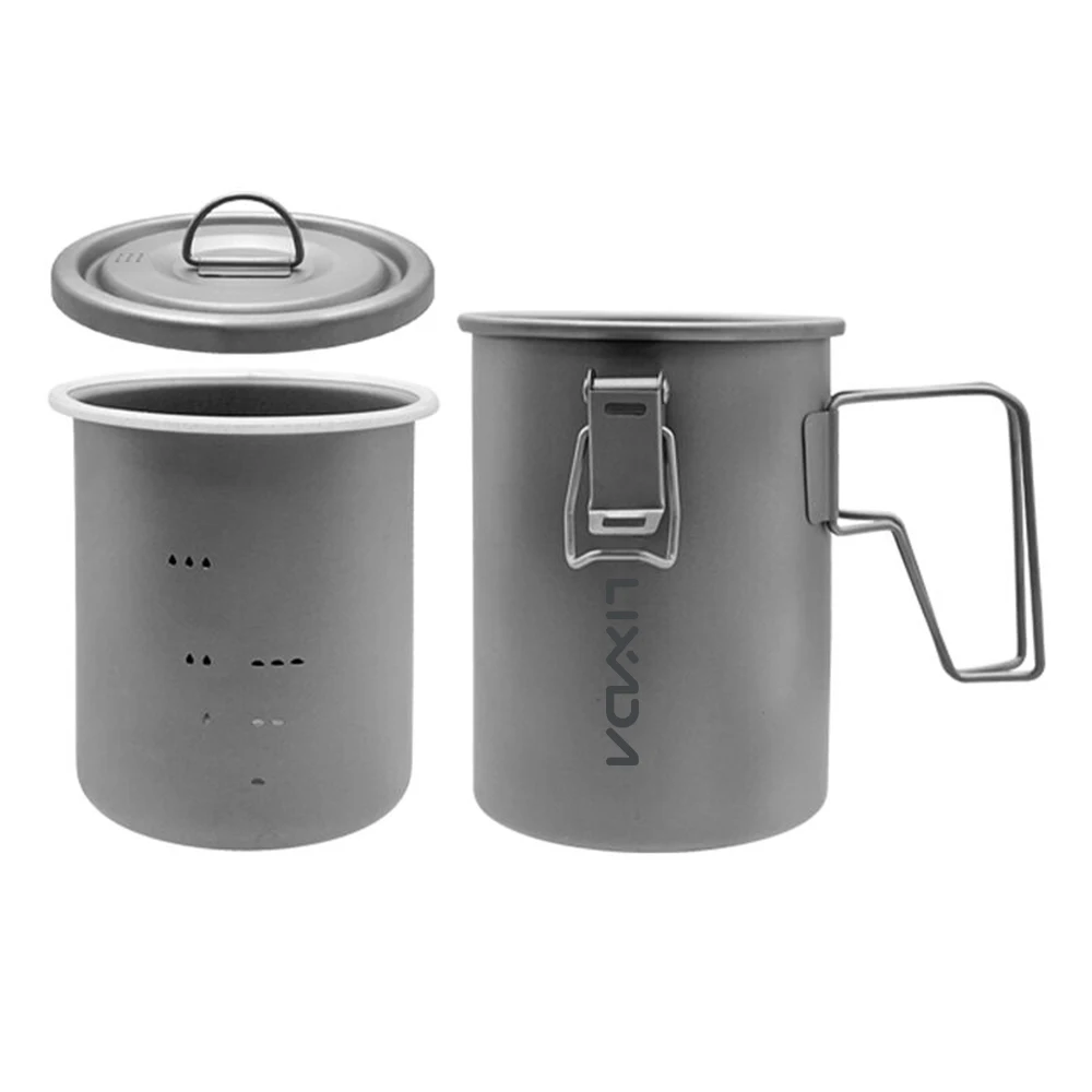 

Lixada Camping Cooking Pot Outdoor Camping Multifunctional Rice Cooker Travel Picnic Titanium Cooking Pot for Hiking Picnic