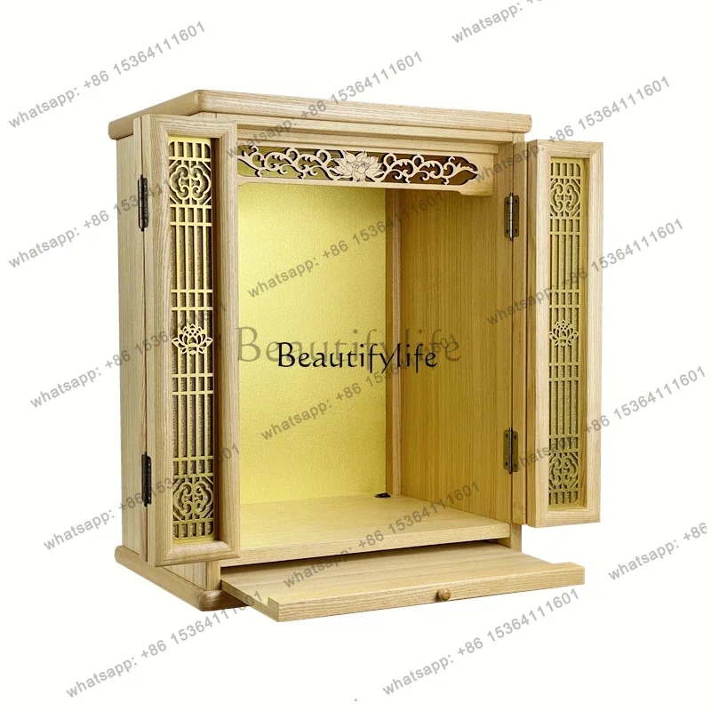 13Buddha Niche Wall-Mounted Home with Door New Chinese Style Altar Sansheng Buddha Cabinet Customization