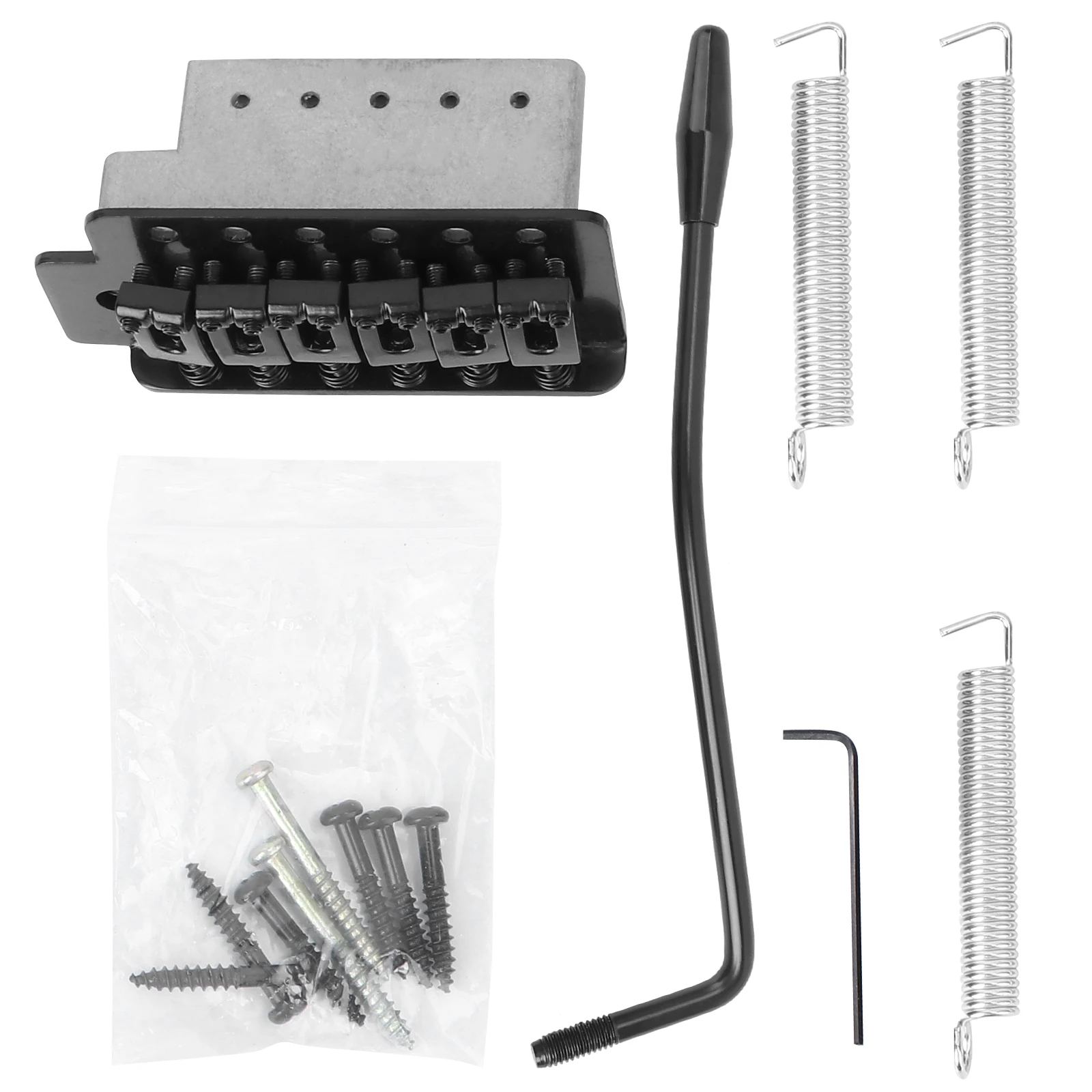 

Black Guitar Bridge Set Left Handed 6 String Single Tremolo Electric Parts Accessories Metal Finish Quality Replacement