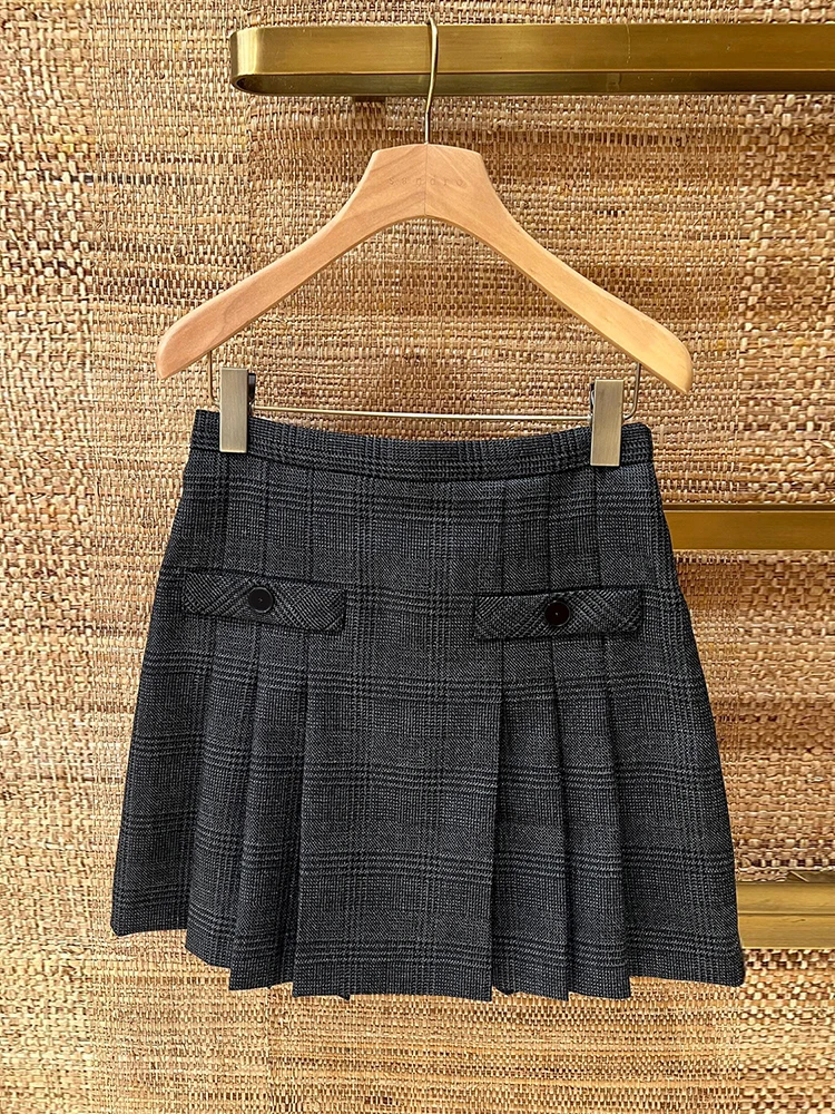 

SIVOS Высококачественная плиссированная юбка в клетку в стиле ретро для колледжа, женская плиссированная юбка премиум-класса, простая, с высокой талией, полиэфирное волокно