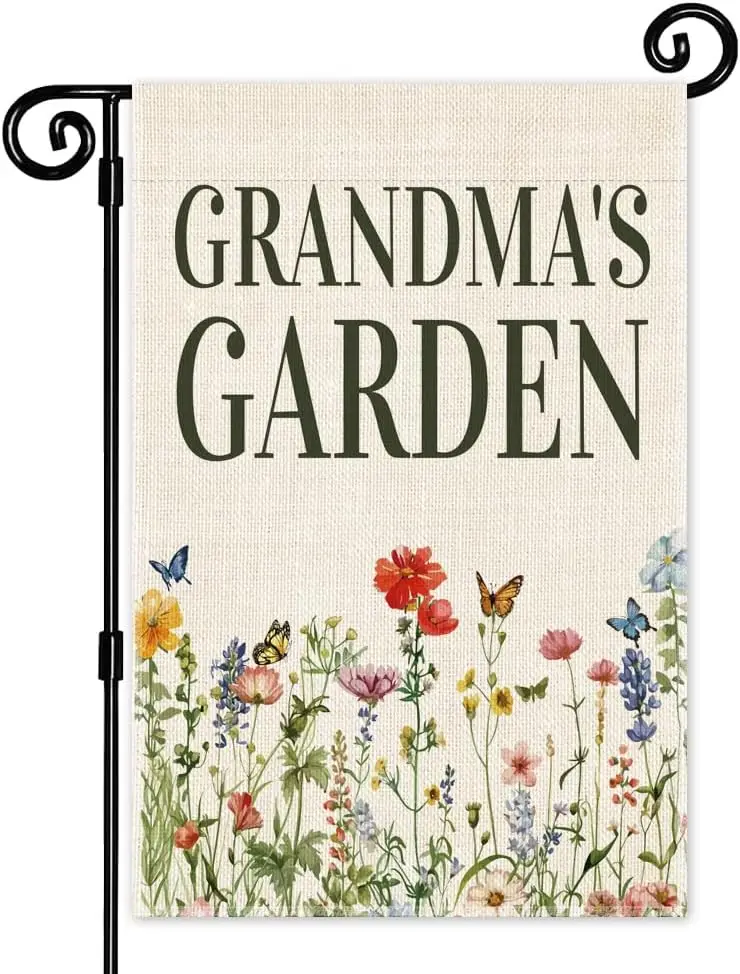 Grandmas Garden Garden Flag, 12 x 18 Inch Double Sided Holiday Outdoor Farmhouse Lawn Decor Flag, Yard Flag for Planting Flowers