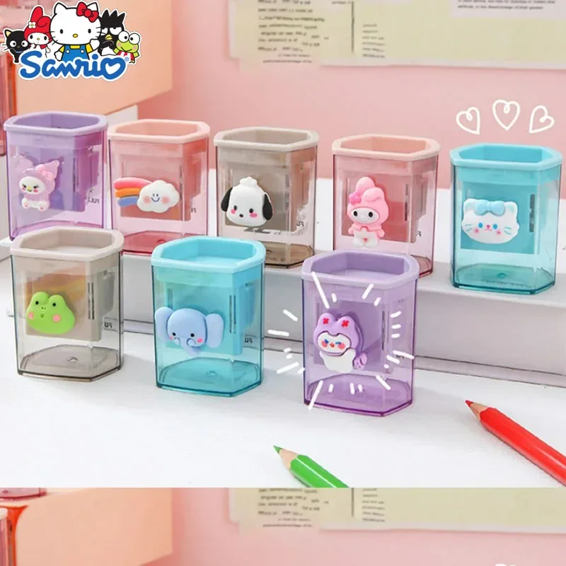 

Sanrio Cartoon Pencil Sharpener Hello Kitty Kuromi Portable Pencil Sharpener Cinnamoroll Melody Children's Junior Stationery