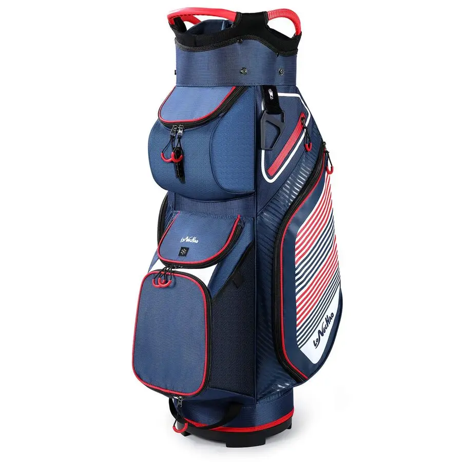 

Cart Bag 14 Dividers Top Clubs Organizer Lightweight with Cooler Pouch, Dust Cover and Backpack Strap