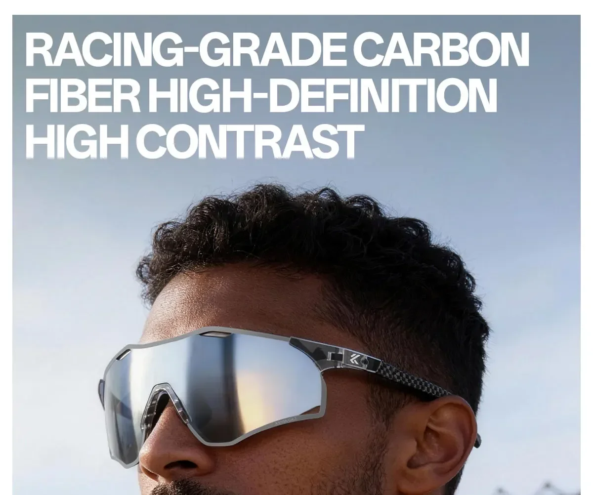 Kapvoe 2026 Neue Sonnenbrille Radfahrbrille Leichte Laufbrille Sportbrille für Männer und Frauen Wanderbrille Kohlefaser UV400 Schutzbrille – Detail 1
