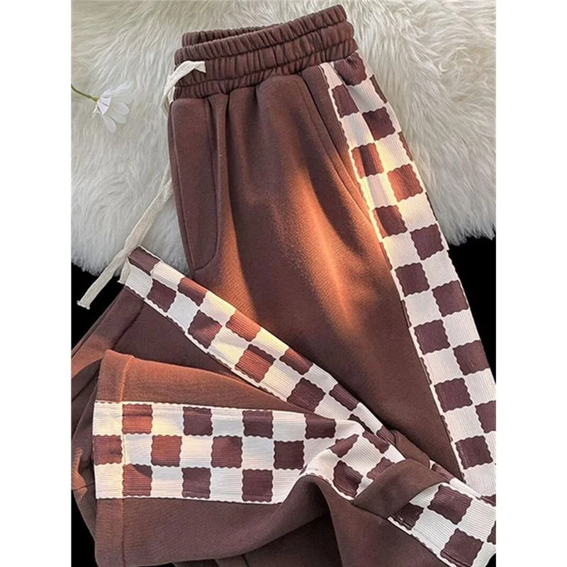 

plus Size Men's Casual Pants Autumn Winter Loose Slimming Wide Leg American Sle High Waist Long Trousers Faionable Splicing