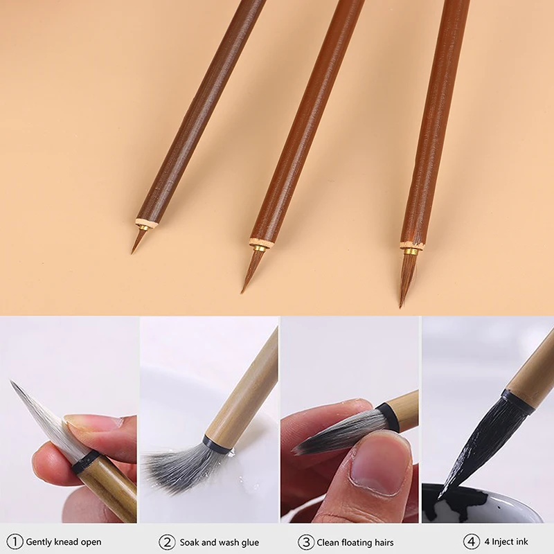 1PC S/M/L Wolves Hair Brush Pen Hook Line Paint Brush Chinese Callraphy Brush Art Oil Painting Drawing Brush